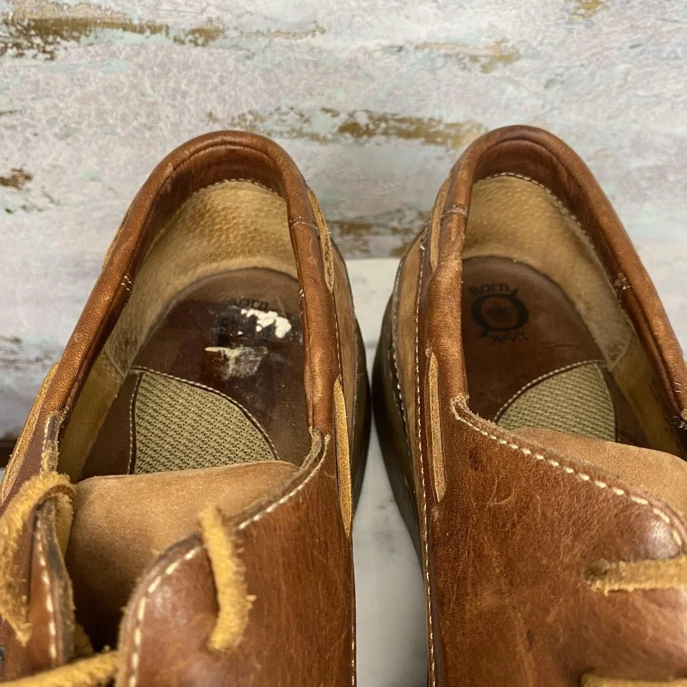 Born Shoes Mens Size 13 Brown Leather Boat Moc Toe Lace Up Casual Comfort